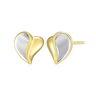 Two-Tone Heart-Shaped Stud Earrings by ELLE