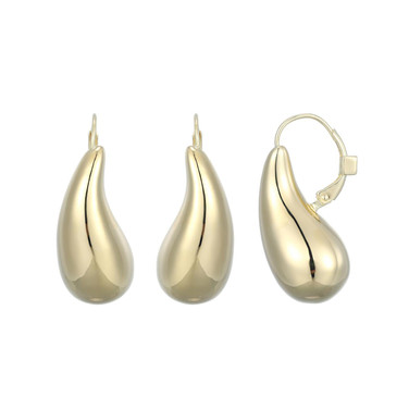Yellow Gold-Plated Sterling Silver Sculpted Teardrop Earrings by ELLE