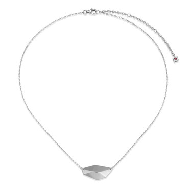 16"+3" Sterling Silver Faceted Geometric Bar Pendant Necklace by ELLE