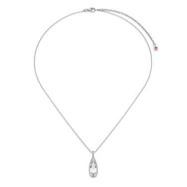 17"+3" Sterling Silver Pear-Shape White Cubic Zirconia Pendant Necklace by ELLE