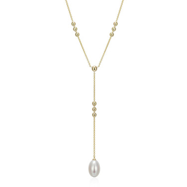 17"+3" Yellow Gold-Plated Sterling Silver Necklace with Cultured Freshwater Pearl by ELLE