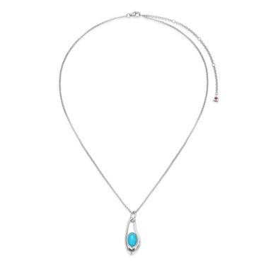 18"+4" Sterling Silver Open Teardrop Pendant Necklace with Large Simulated Turquoise by ELLE 18"+4" Sterling Silver Open Teardrop Pendant Necklace with Large Simulated Turquoise by ELLE