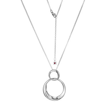 28"+2" Sterling Silver Open Swirl Circle Pendant Necklace by ELLE