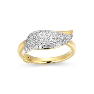 Gold-Plated Sterling Silver Leaf-Shaped White CZ Ring by ELLE