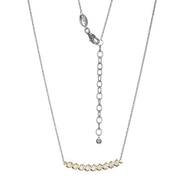 17"+2" Sterling Silver Necklace with Gold-Tone CZ Bar Accent by Charles Garnier