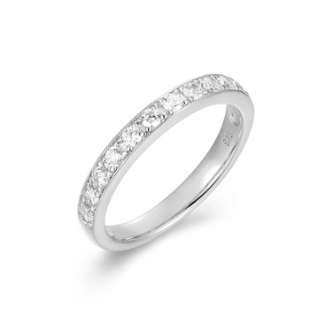 Sterling Silver Rhodium-Plated Eternity Band Ring with Channel-Set CZ Stones by Charles Garnier