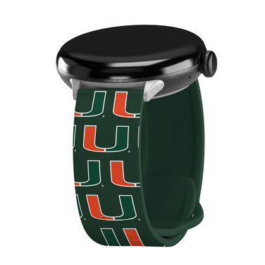 Miami Hurricanes HD Watch Band Compatible with Google Pixel Watch Long Repeating