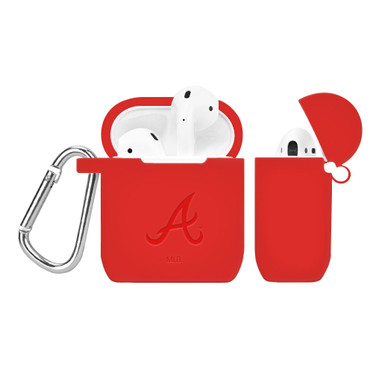 Game Time Atlanta Braves Silicone Engraved Case Cover Compatible with Apple AirPods Generation 1 & 2 (Red)