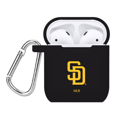 Game Time San Diego Padres Silicone Case Cover Compatible with Apple AirPods Generation 1 & 2 Battery Case (Black)