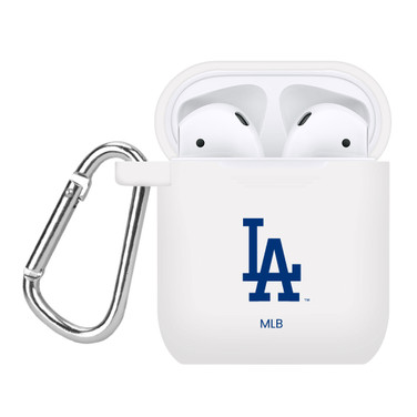 Game Time Los Angeles Dodgers Silicone Case Cover Compatible with Apple AirPods Generation 1 & 2 Battery Case (White)