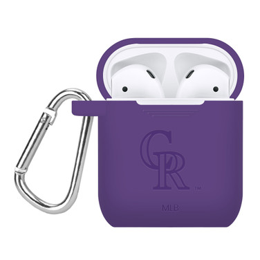 Game Time Colorado Rockies Silicone Engraved Case Cover Compatible with Apple AirPods Generation 1 & 2 (Purple)