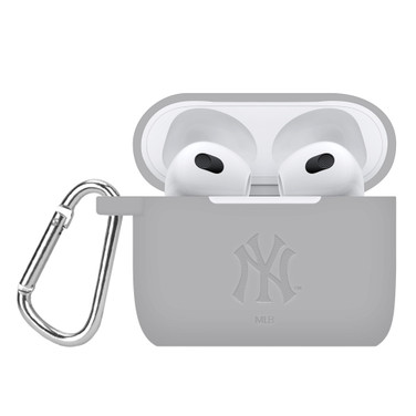 Game Time New York Yankees Engraved Silicone Case Cover Compatible with Apple AirPods Generation 3 (Gray)