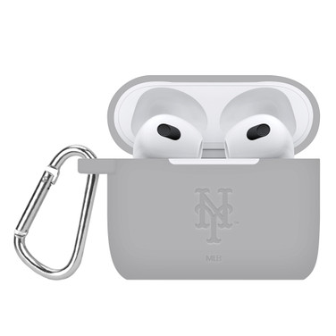 Game Time New York Mets Engraved Silicone Case Cover Compatible with Apple AirPods Generation 3 (Gray)