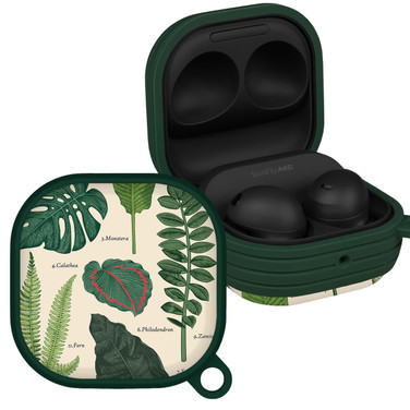 Everly Grey Botanical HDX Case Cover Compatible with Samsung Galaxy Buds Pro & Buds Live (Exotic Foliage)