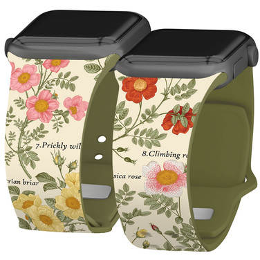 Everly Grey Botanical HD Watch Band Compatible with Apple Watch Wild Roses