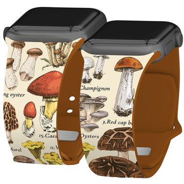 Everly Grey Botanical HD Watch Band Compatible with Apple Watch Mushrooms
