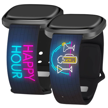 Wine, Beer, & Booze HD Watch Band Compatible with Fitbit Versa 3 & Sense Happy Hour