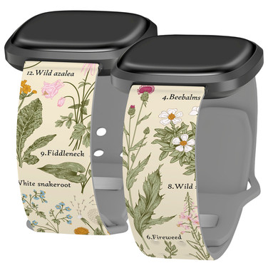 Everly Grey Botanical HD Watch Band Compatible with Fitbit Versa 3 & Sense Wildflowers