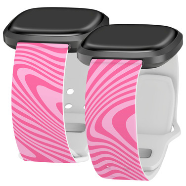 Y2K HD Watch Band Compatible with Fitbit Versa 3 & Sense Pink Swirl