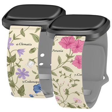 Everly Grey Botanical HD Watch Band Compatible with Fitbit Versa 3 & Sense Climbing Plants