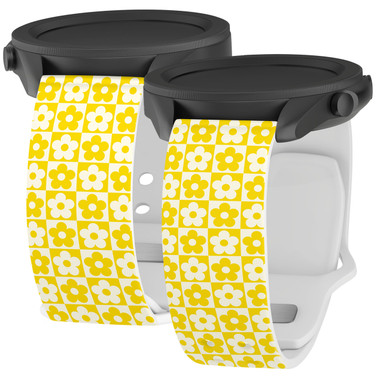 Y2K HD Watch Band Compatible with Samsung Galaxy Watch Floral Checkerboard