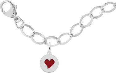 7" Sterling Silver Charm Bracelet w/ Petite Initial Disc Heart Charm by Rembrandt