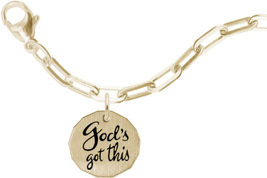 7" Gold Plated Sterling Silver Charm Bracelet w/ Gods Got This Charm by Rembrandt