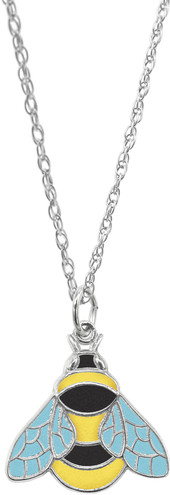 18" Sterling Silver Charm Necklace w/ Painted Bumblebee Charm by Rembrandt