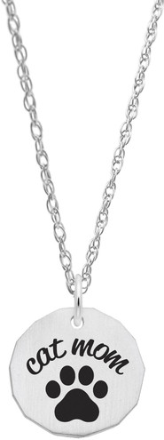 18" Sterling Silver Charm Necklace w/ Cat Mom Charm by Rembrandt