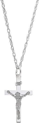 18" Sterling Silver Charm Necklace w/ Crucifix Charm by Rembrandt