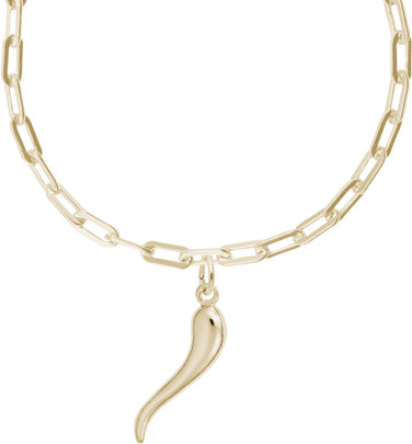 18" 14K Yellow Gold Charm Necklace w/ Italian Horn Charm by Rembrandt