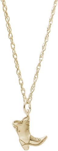 18" Gold Plated Sterling Silver Charm Necklace w/ Cowboy Boot Charm by Rembrandt