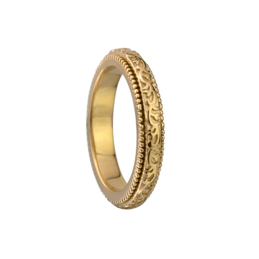 Rosebud Gold-Plated - MeditationRing (Spinner Ring) Sterling Silver Rose Filigree Pattern Spinning Band
