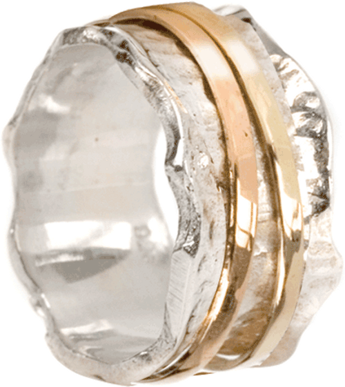"BREEZE" (MR537) - Gold and Silver Zen Collection - MeditationRing (Spinner Ring)