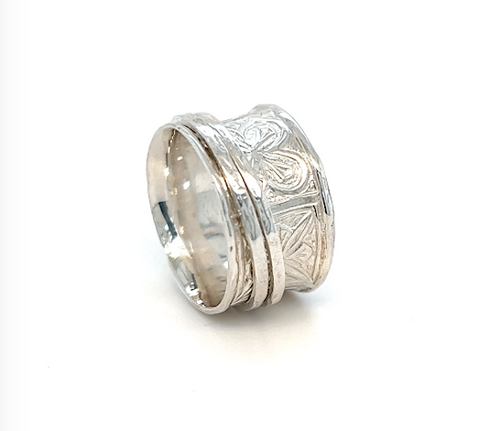 "FAITH" (MR621) - Silver Serenity Collection - MeditationRing (Spinner Ring)