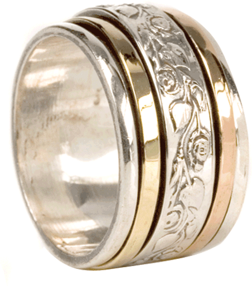 "HARMONY" (MR113) - Gold and Silver Zen Collection - MeditationRing (Spinner Ring)