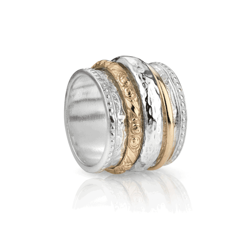 NAMASTE - Gold and Silver Zen Collection - MeditationRing (Spinner Ring) — additional view
