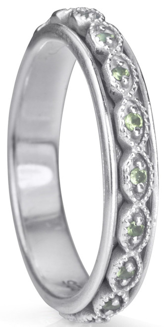 "RENEW" (MR4408) - Stackable Collection - with Semi-Precious Peridot - MeditationRing (Spinner Ring)