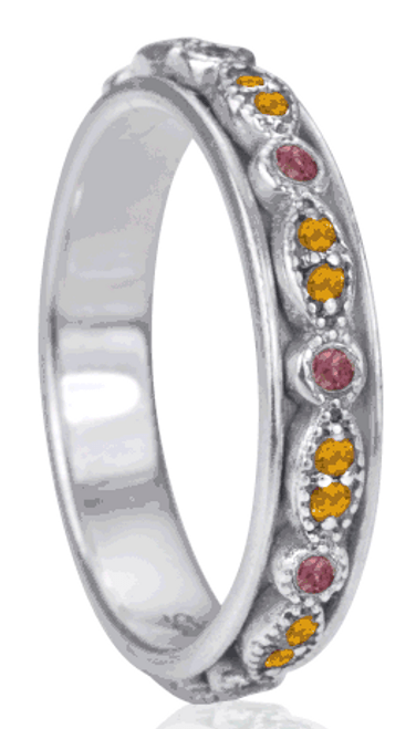 "SOLAR" (MR4409) - Stackable Collection - with Tourmaline & Citrine - MeditationRing (Spinner Ring)