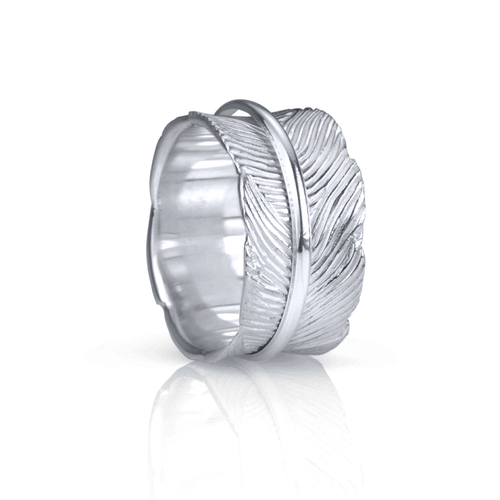 TERRA - Leaf Sterling Silver - MeditationRing (Spinner Ring) — additional view