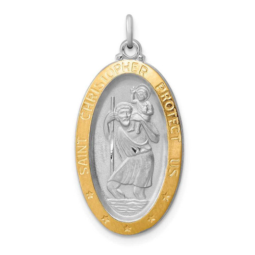 Image of & Yellow-Finish Sterling Silver St. Christopher Medal Charm QC3551