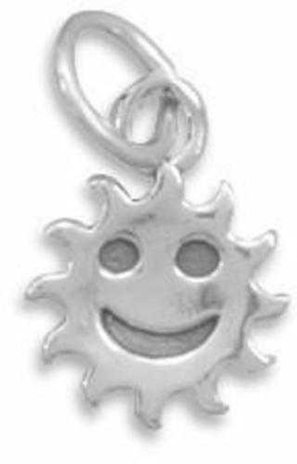 Image of (C) Smiley Face Sun Charm 925 Sterling Silver