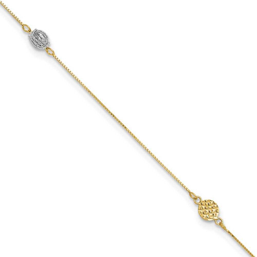 Image of 10" + 1" 14K Yellow & White Gold Puffed Circle Anklet