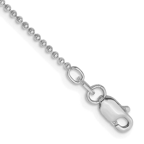 Image of 10" 14k White Gold 1.2mm Shiny-Cut Beaded Pendant Chain Anklet