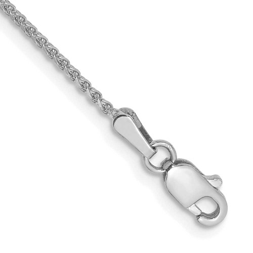 Image of 10" 14k White Gold 1.2mm Solid Shiny-Cut Spiga Chain Anklet