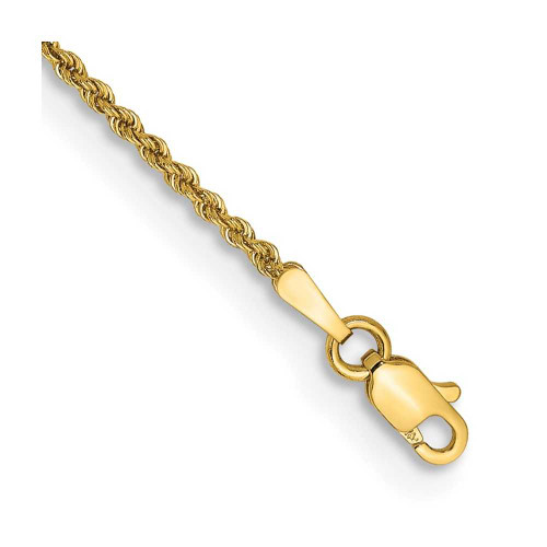 Image of 10" 14K Yellow Gold 1.50mm Regular Rope Chain Anklet