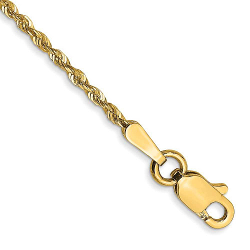 Image of 10" 14K Yellow Gold 1.5mm Shiny-Cut Extra-Light Rope Chain Anklet
