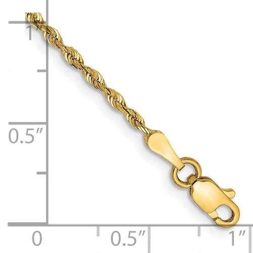 Image of 10" 14K Yellow Gold 1.85mm Shiny-Cut Quadruple Rope Chain Anklet
