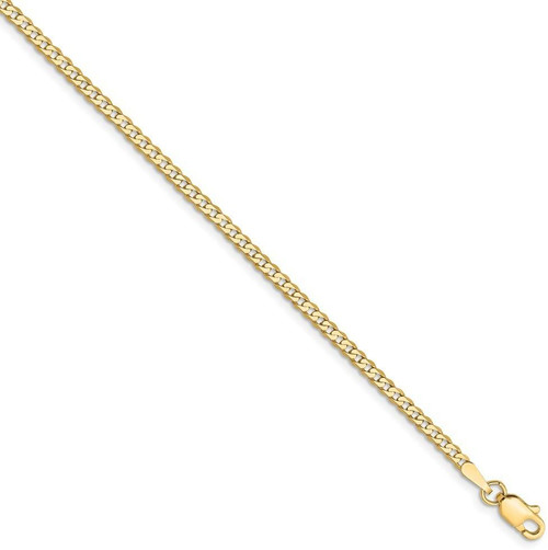 Image of 10" 14K Yellow Gold 2.2mm Beveled Curb Chain Anklet