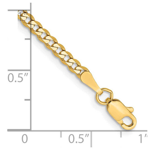 Image of 10" 14K Yellow Gold 2.3mm Beveled Curb Chain Anklet